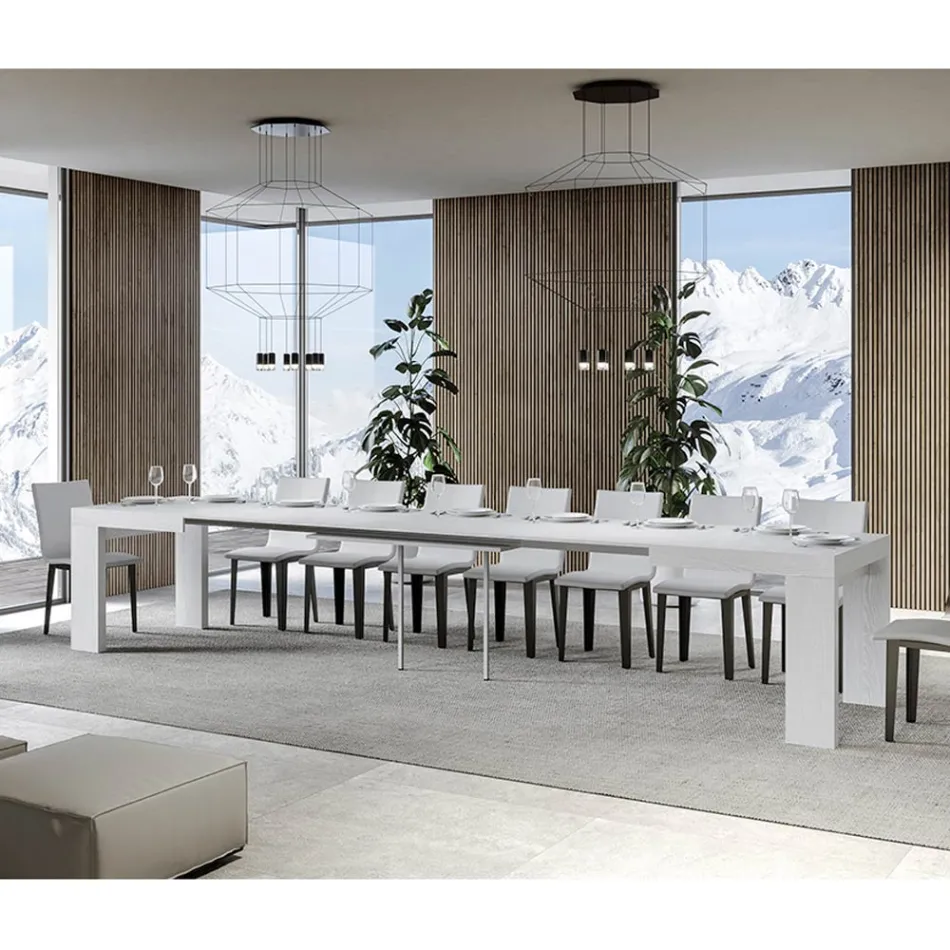 Udtrækkeligt bord til 440 cm i Made in Italy træmikropartikler - træ Viadurini