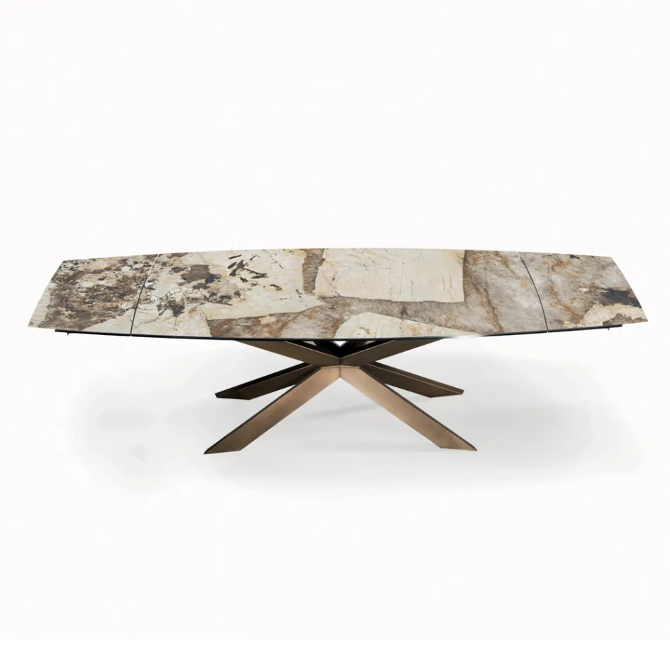 Udtrækkeligt tøndeformet bord med integrerede forlængere lavet i Italien - Grotta Viadurini