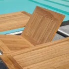 Udtrækkeligt sommerfuglebord til 210 cm i aluminium og teakplade - Incanto Viadurini