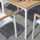 Udtrækkeligt sommerfuglebord til 210 cm i aluminium og teakplade - Incanto Viadurini