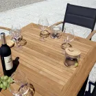 Udtrækkeligt sommerfuglebord til 210 cm i aluminium og teakplade - Incanto Viadurini