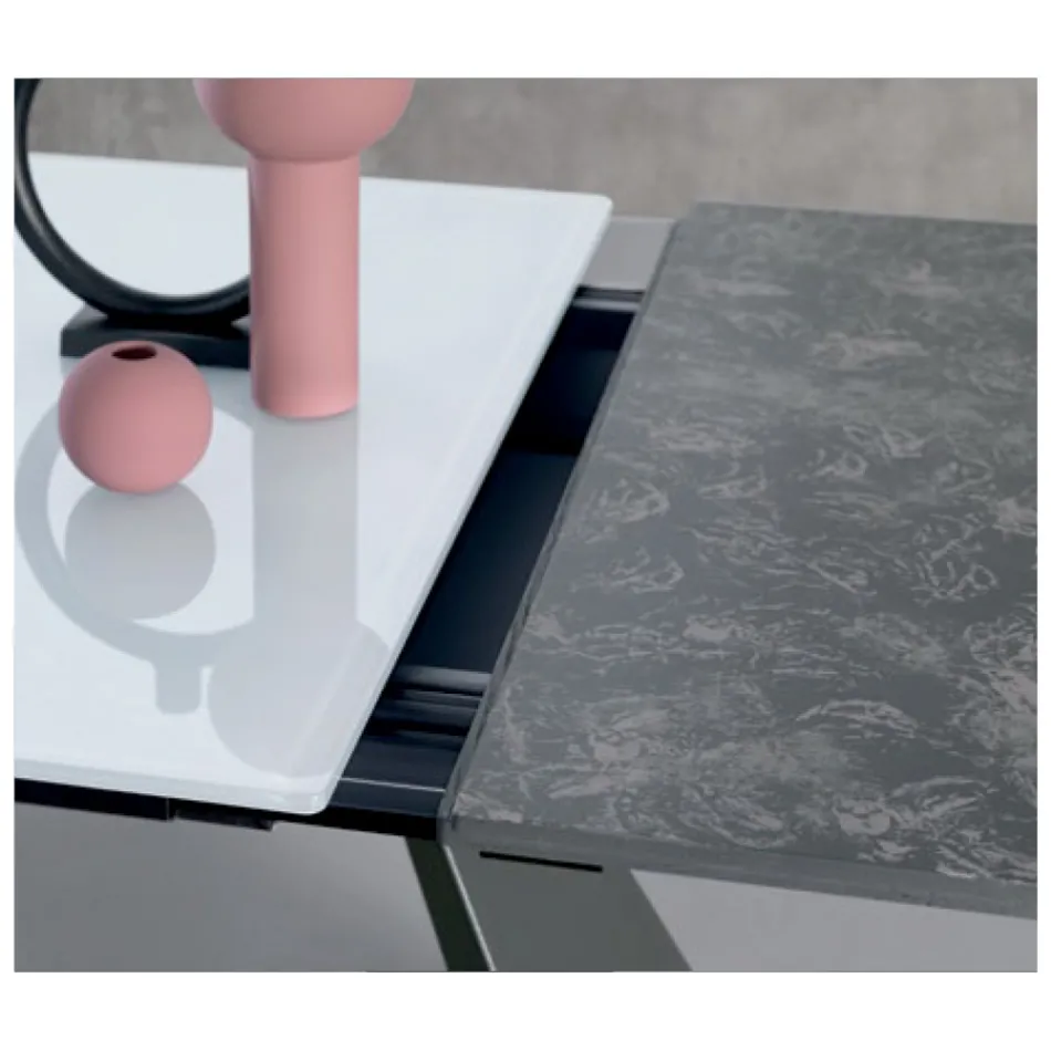 Udtræksbord med sideforlængelse i mælkeglas - Aperol Viadurini