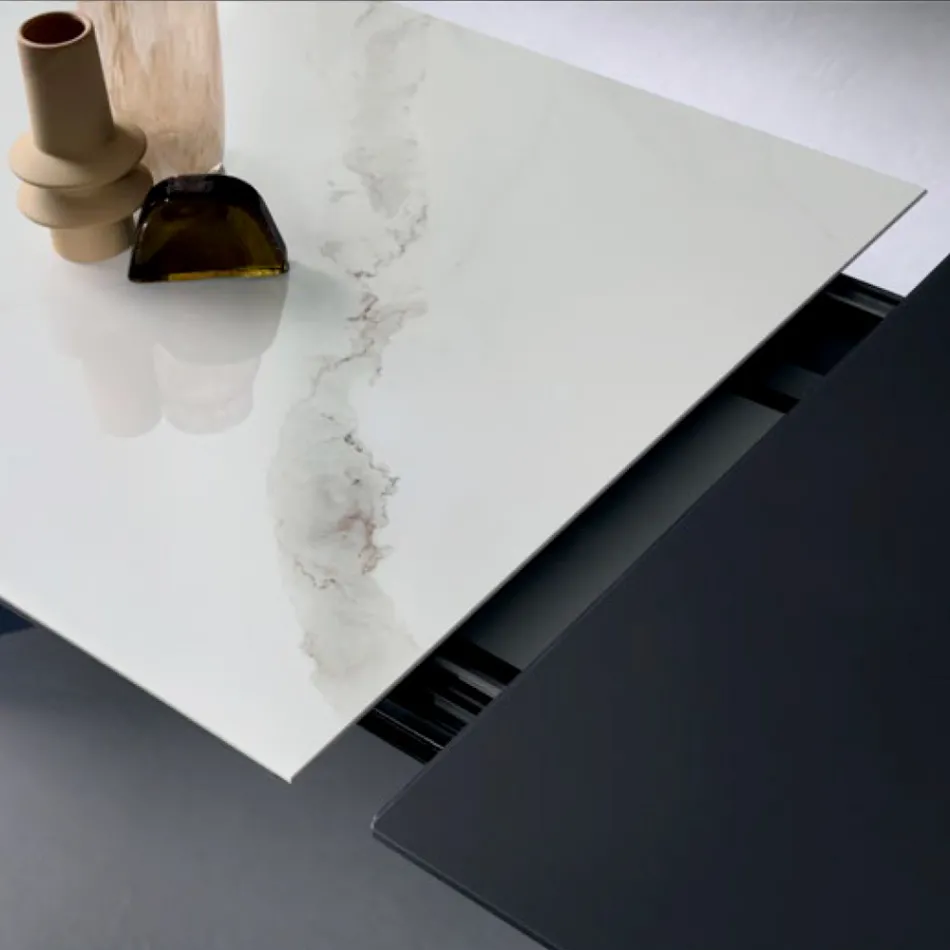 Udtrækkeligt bord med sideforlængelse i glaskeramik - Aperol Viadurini