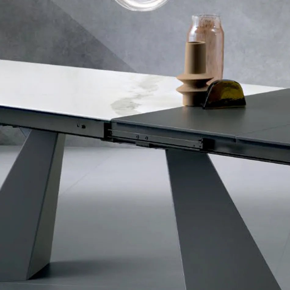 Udtrækkeligt bord med sideforlængelse i glaskeramik - Aperol Viadurini