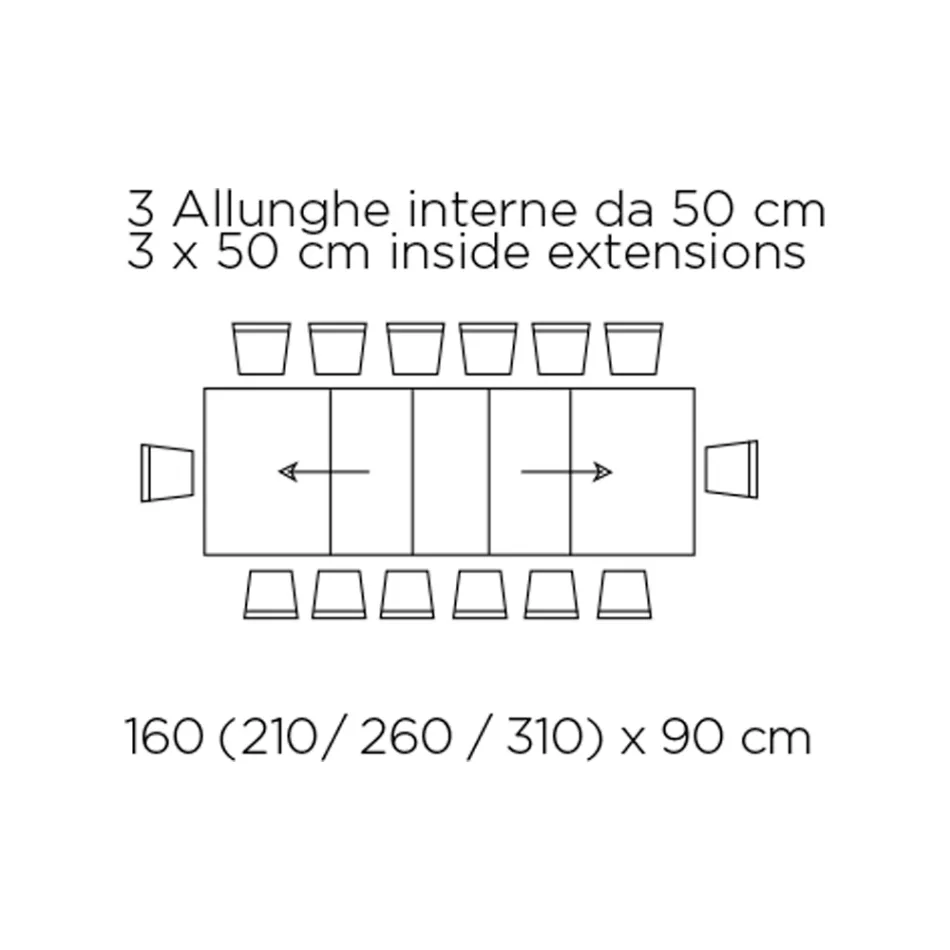Udtrækkeligt bord med central åbning og foldekant Lavet i Italien - Dalmatisk Viadurini