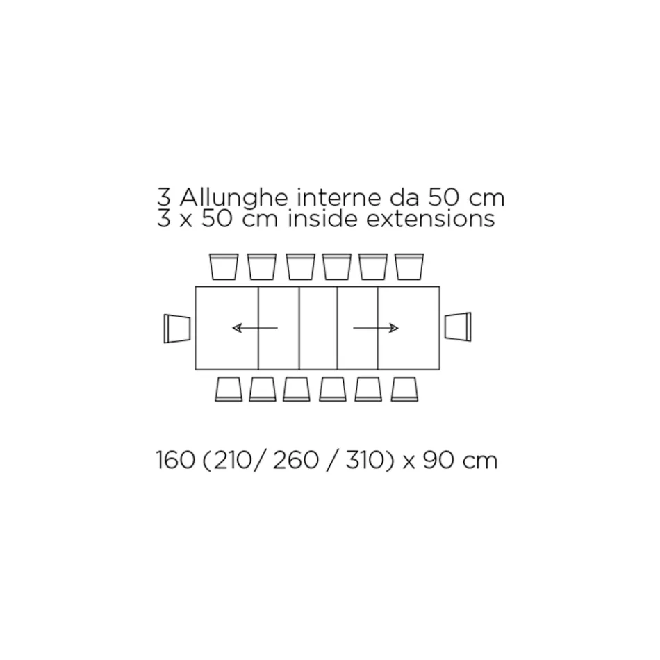 Udtrækkeligt bord med synkroniseret central åbning i laminat - Settimmio Viadurini