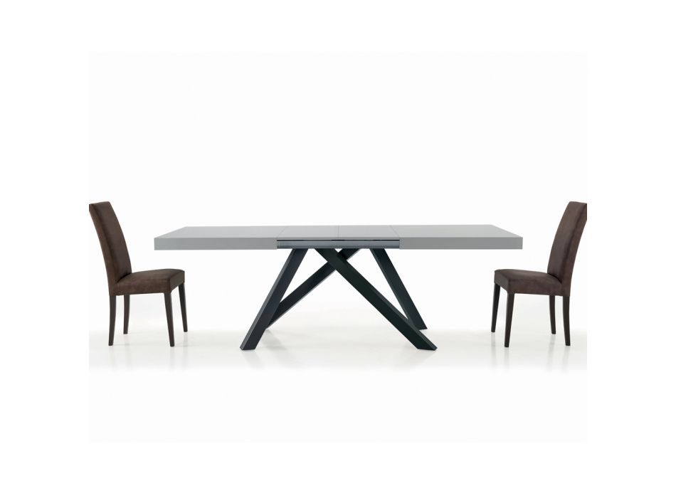 Udtrækkeligt bord med synkroniseret central åbning i laminat - Settimmio Viadurini