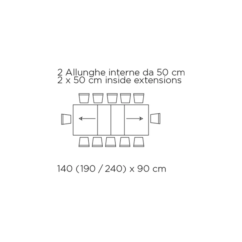 Udtrækkeligt bord med synkroniseret central åbning i laminat - Settimmio Viadurini