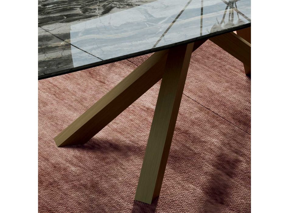 Udtrækkeligt bord med bund og top i forskellige finish lavet i Italien - Settimmio Viadurini