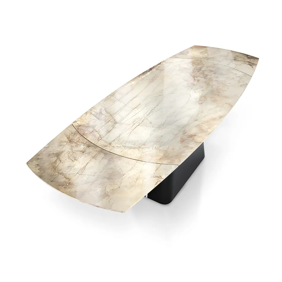 Udtrækkeligt bord med stålbund og keramisk plade i marmorfinish - Emilia  Viadurini