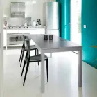 Udvideligt bord med ben i bøg træ, L130 / 210xP80cm, Denisio Viadurini