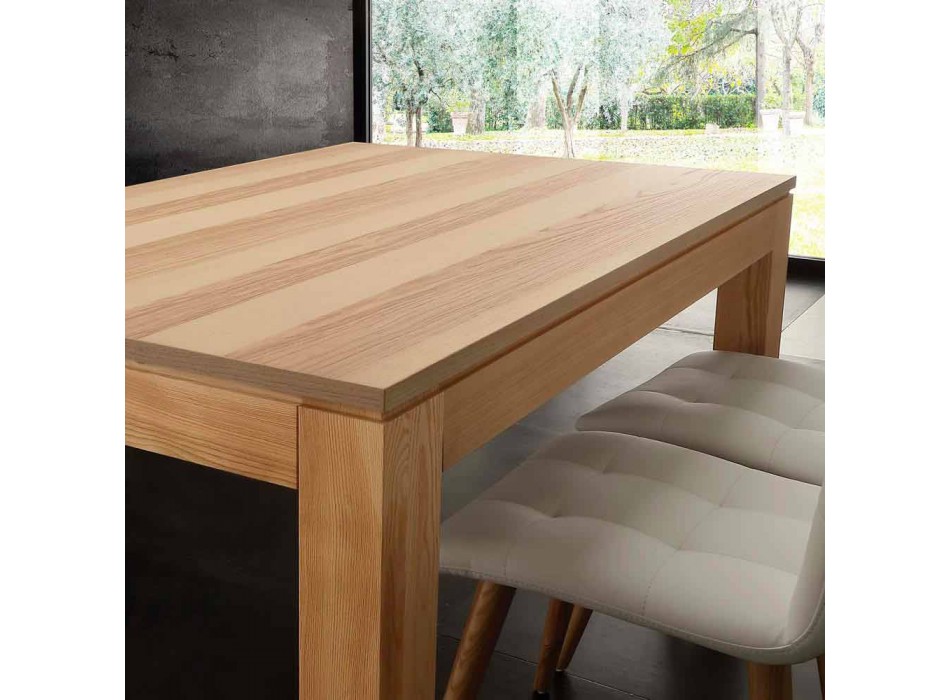 Udtrækkeligt bord med ben i massivt træ og Indiana blockboard-top Viadurini