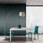 Udtrækkeligt bord med hvide metalben og melaminplade - Shaila Viadurini