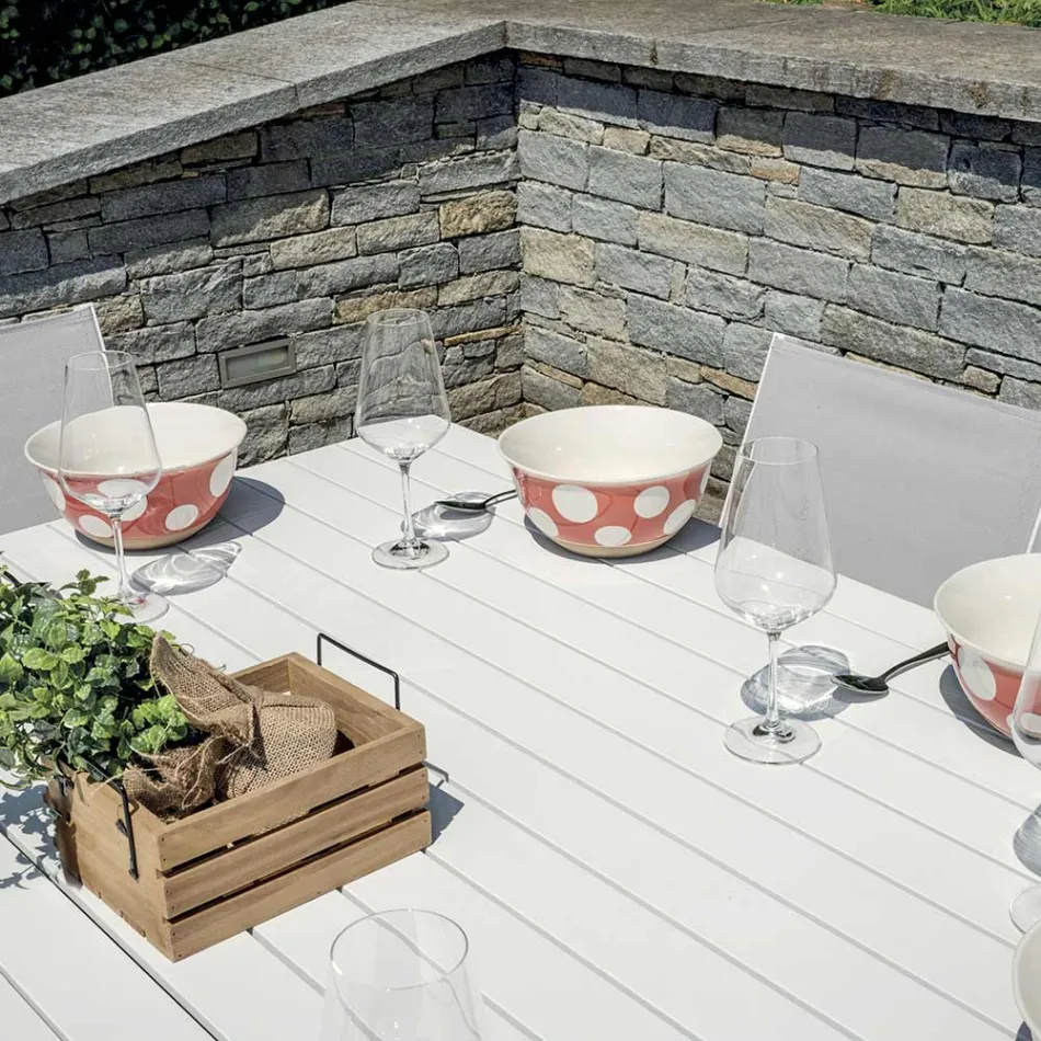 Udtræksbord med glidende ben og lamelplade i aluminium - Supernova Viadurini