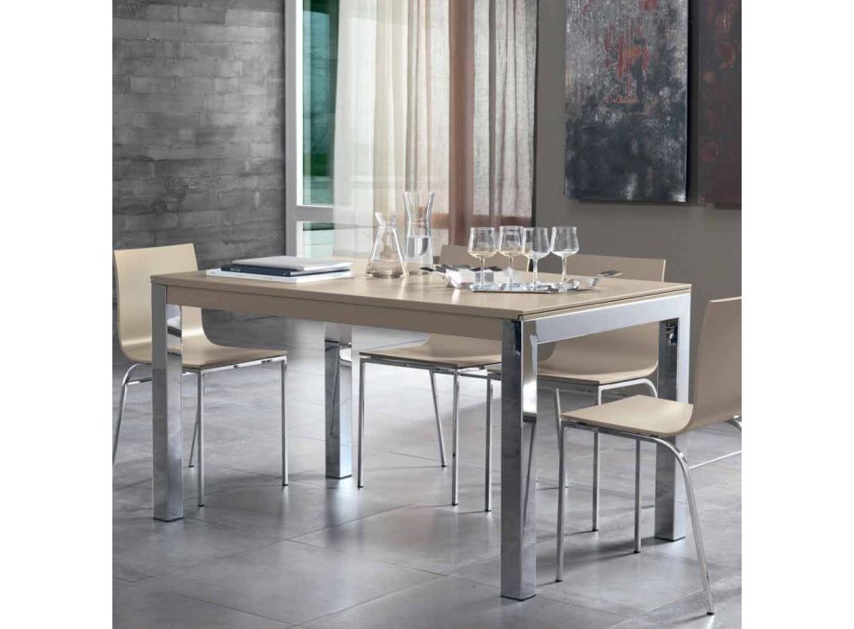 Udvideligt bord med Tanganika valnødstræ og metalben - Ketla Viadurini