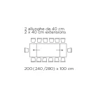 Udtrækkeligt bord med glasplade lavet i Italien - Equatore Viadurini