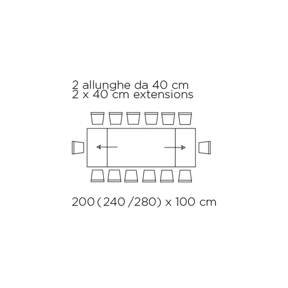 Udtrækkeligt bord med glasplade lavet i Italien - Equatore Viadurini