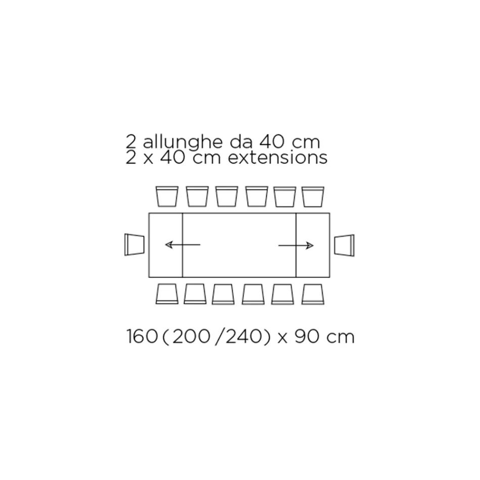 Udtrækkeligt bord med glasplade lavet i Italien - Equatore Viadurini