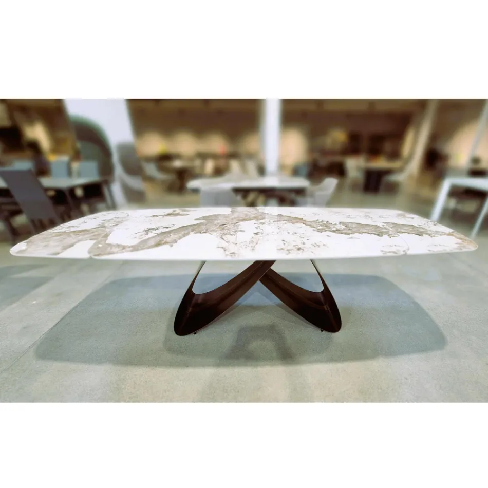 Udtrækkeligt bord fra 180 til 260 cm i sintret sten Gres med Pandora finish - Orion Viadurini