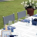 Udendørs udtrækkeligt bord med lamelplade i aluminium - Supernova Viadurini