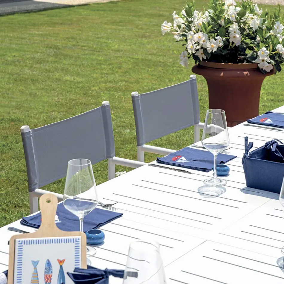 Udendørs udtrækkeligt bord med lamelplade i aluminium - Supernova Viadurini