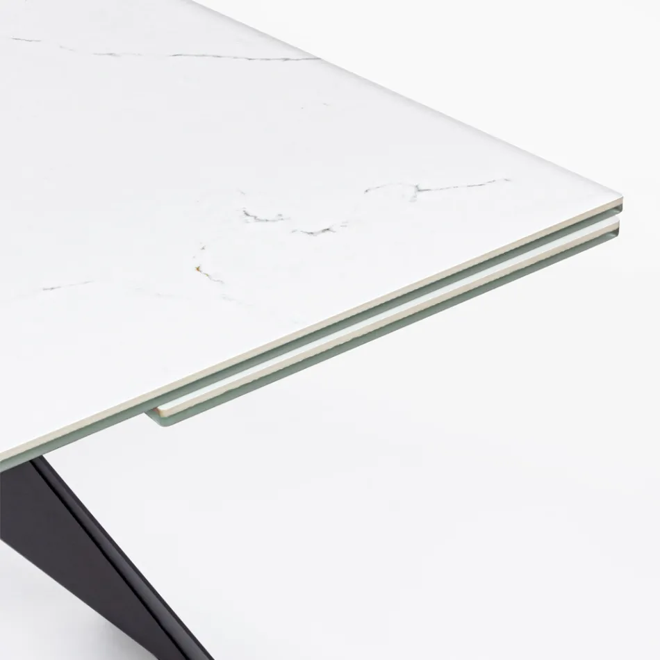 Udtrækkeligt Spisebord 240 cm Glas- og Keramikplade - Barone Viadurini