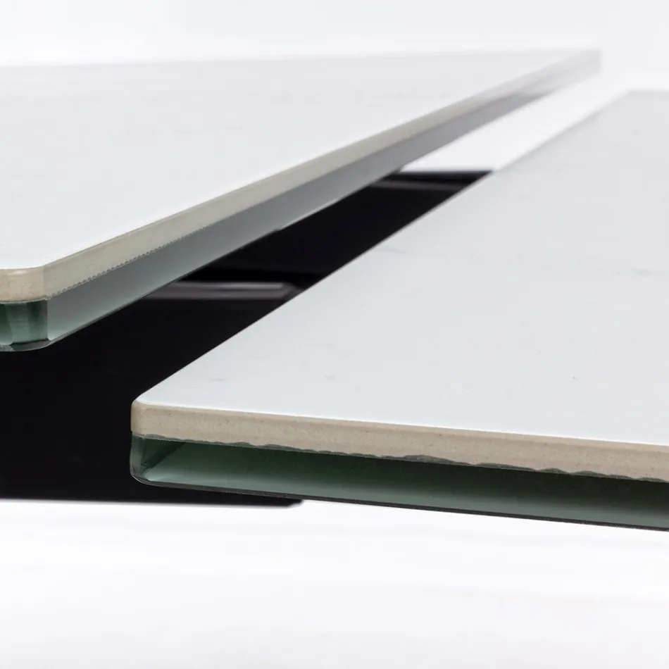 Udtrækkeligt Spisebord 240 cm Glas- og Keramikplade - Barone Viadurini