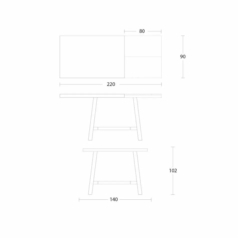 Udtrækkeligt spisebord i træ og metal op til 280 cm - Gallotto Viadurini