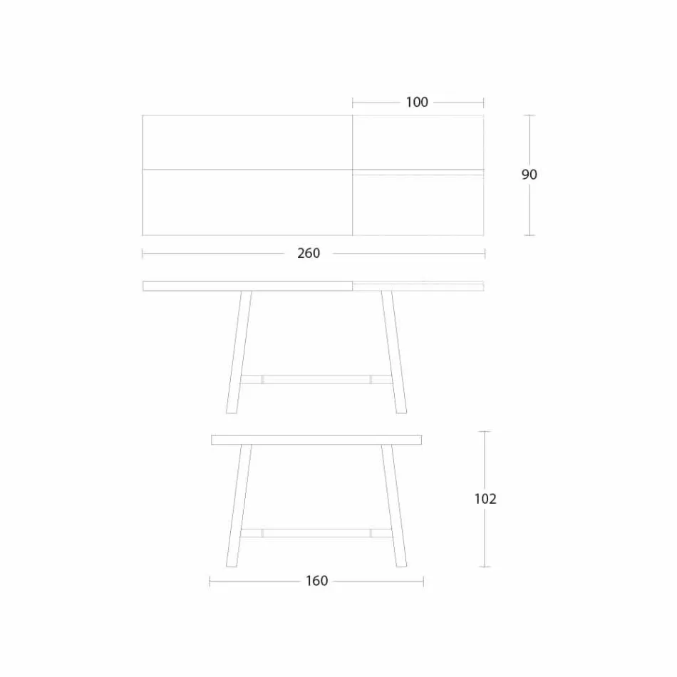 Udtrækkeligt spisebord i træ og metal op til 280 cm - Gallotto Viadurini