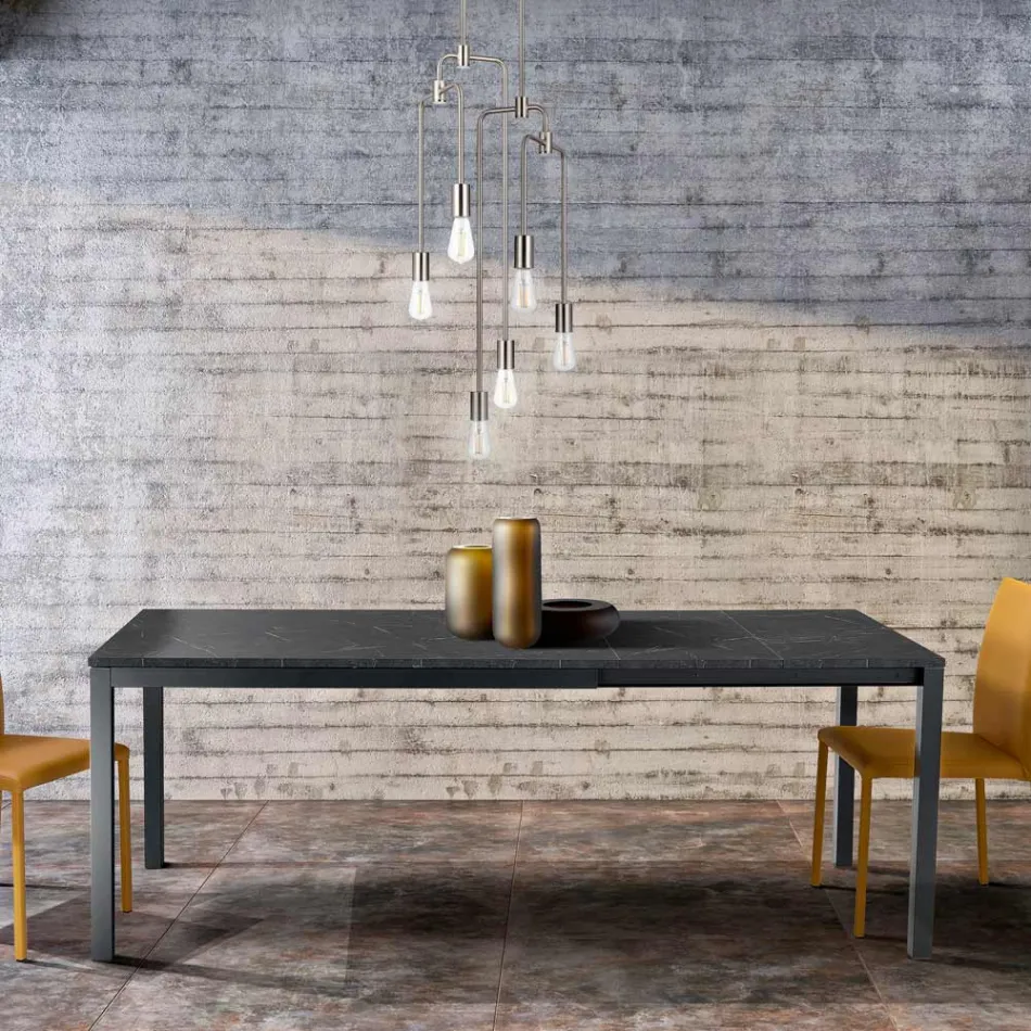 Udtrækkeligt stuebord med melaminplade og metalben - Shaila Viadurini