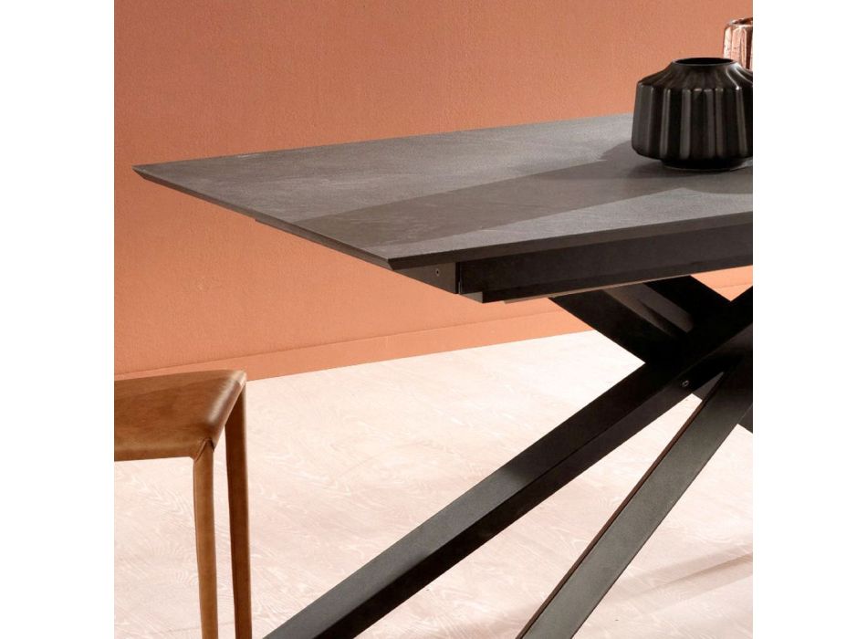 Udtrækkeligt designbord med metalben, Lucera Viadurini