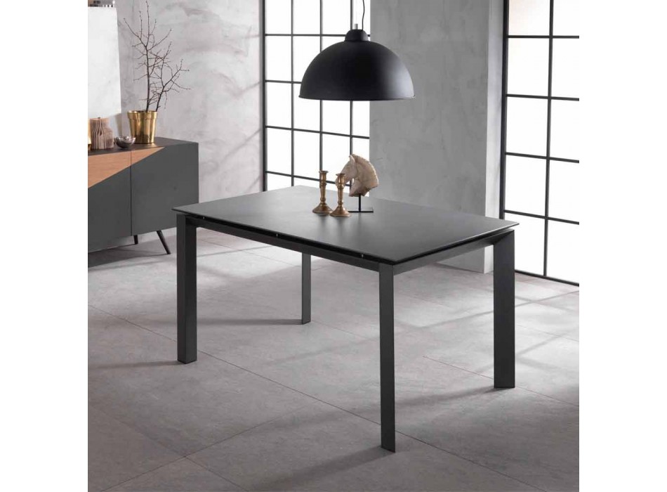 Udvideligt designbord med keramisk top og mdf, Nosate Viadurini