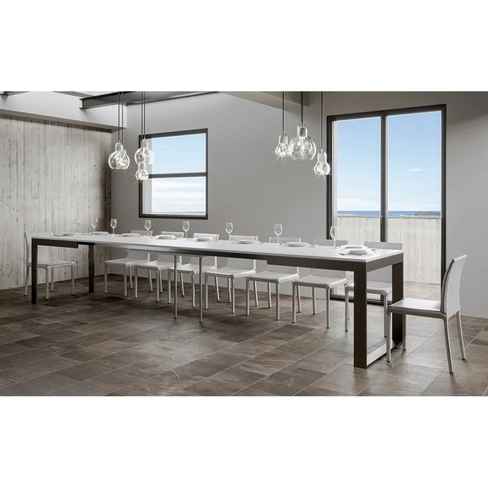 Udtrækkeligt bord af moderne design i melamintræ - Badesi Viadurini