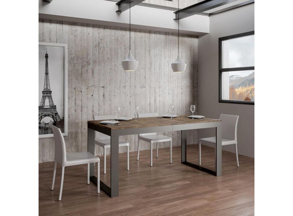 Udtrækkeligt bord af moderne design i melamintræ - Badesi Viadurini