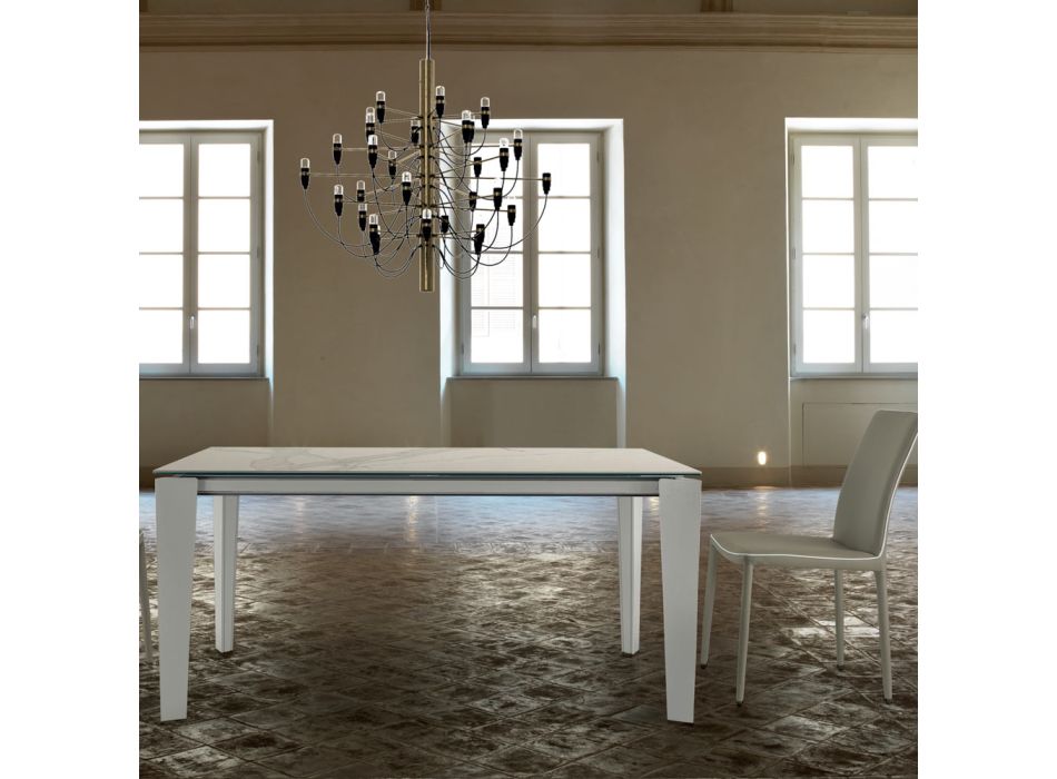 Udtrækkeligt bord op til 14 sæder i keramik og stål fremstillet i Italien – halvfjerdserne Viadurini
