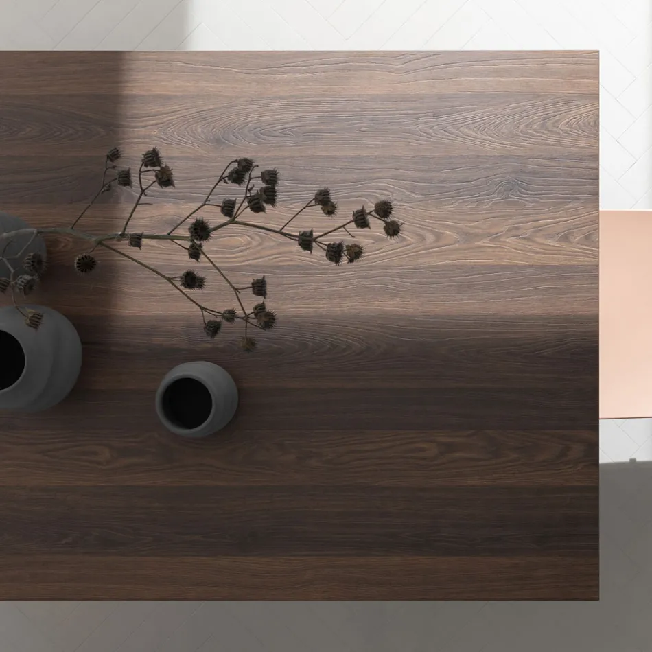 Udtrækkeligt bord Op til 238 cm Moka Metal og Hpl Fremstillet i Italien - Pablito Viadurini