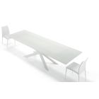 Udtrækbart bord op til 278 cm i glas og hvidt stål Made in Italy - Grotta Viadurini