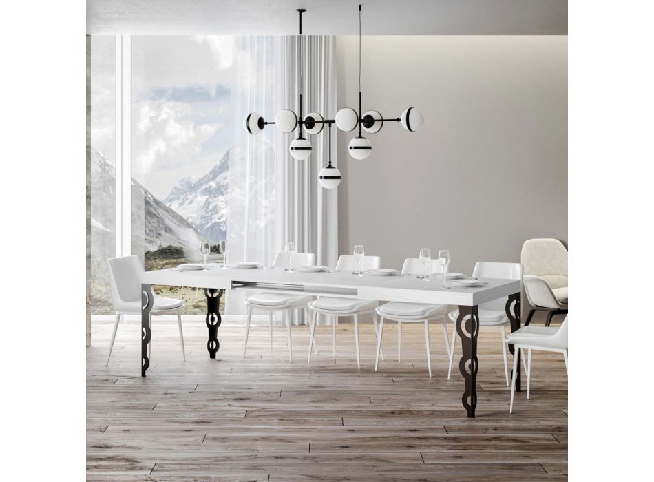 Udtrækkeligt bord op til 4 m i melamintræ og jern Fremstillet i Italien - Marella Viadurini