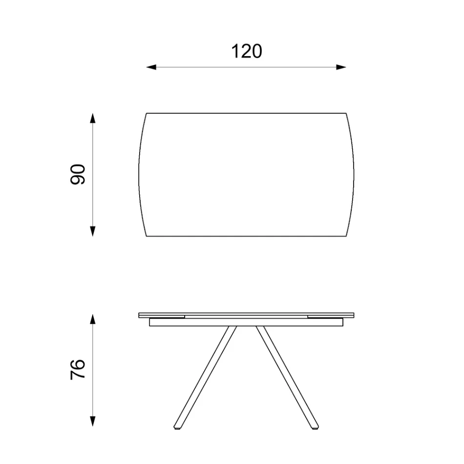 Udtrækbart bord op til 180 cm i keramik på glas og metal - Lozzolo Viadurini