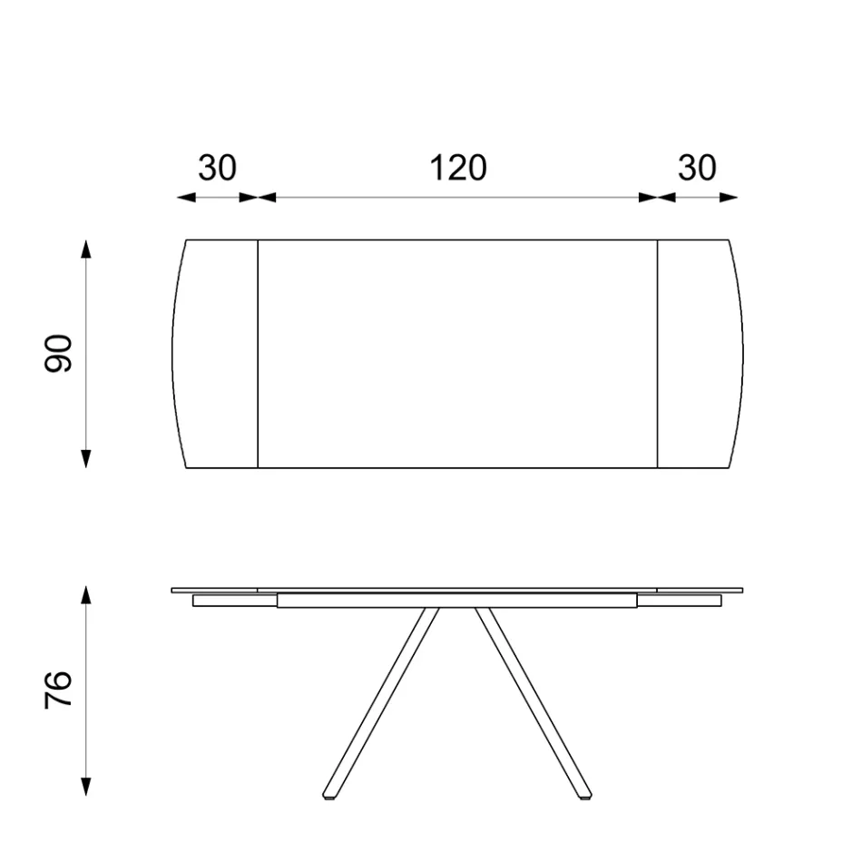 Udtrækbart bord op til 180 cm i keramik på glas og metal - Lozzolo Viadurini