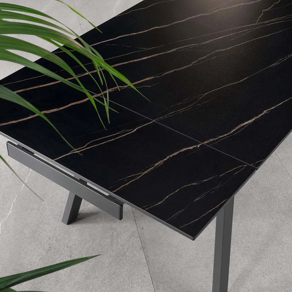 Udtrækkeligt bord op til 200 cm i Marble Effect Sinter Stone - Ananas Viadurini