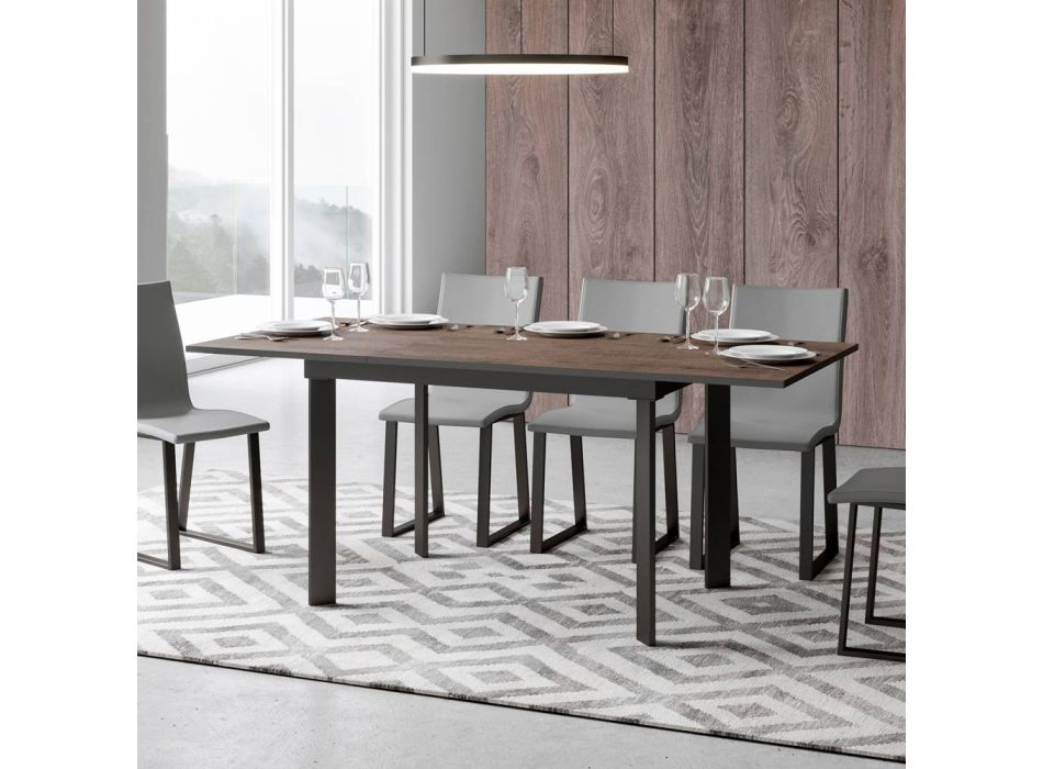 Udtrækkeligt bord op til 220 cm med jernstel og kant Made in Italy - Luna Viadurini