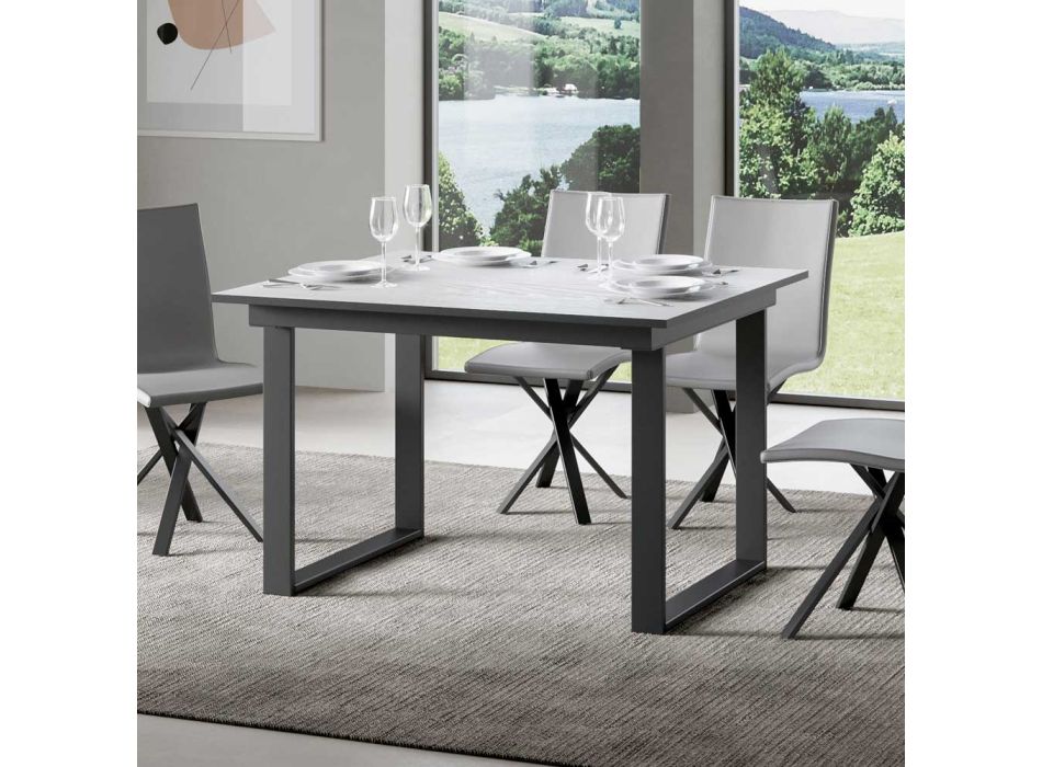 Udtrækkeligt bord op til 220 cm i træ og jern Made in Italy - Nuvola Viadurini