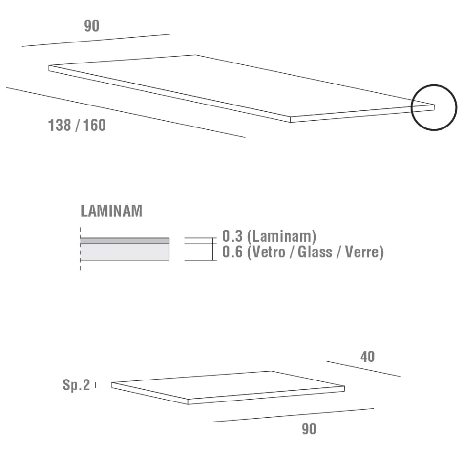 Udtrækkeligt bord op til 240 cm med Laminam plade Made in Italy - Maltesisk Viadurini