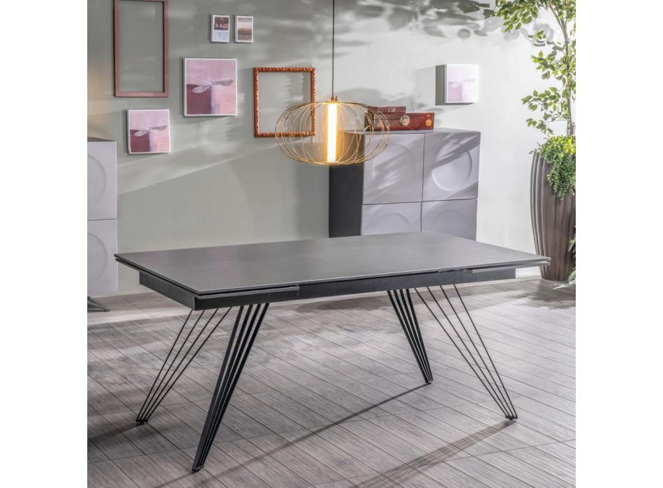 Udtrækbart bord op til 240 cm i keramik og metal - Buket Viadurini
