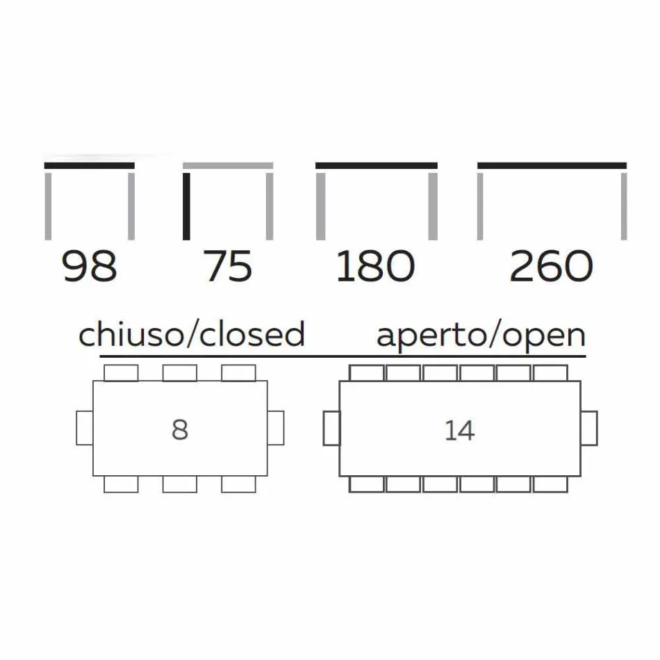 Udvideligt bord Op til 260 cm i stentøj, marmor og træ fremstillet i Italien - Malita Viadurini