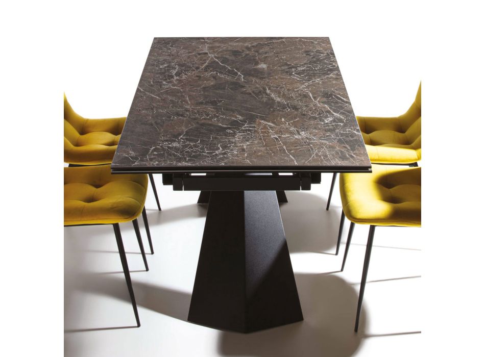 Udtrækkeligt bord Op til 280 cm i stål og matkeramisk glas - Viterbo Viadurini