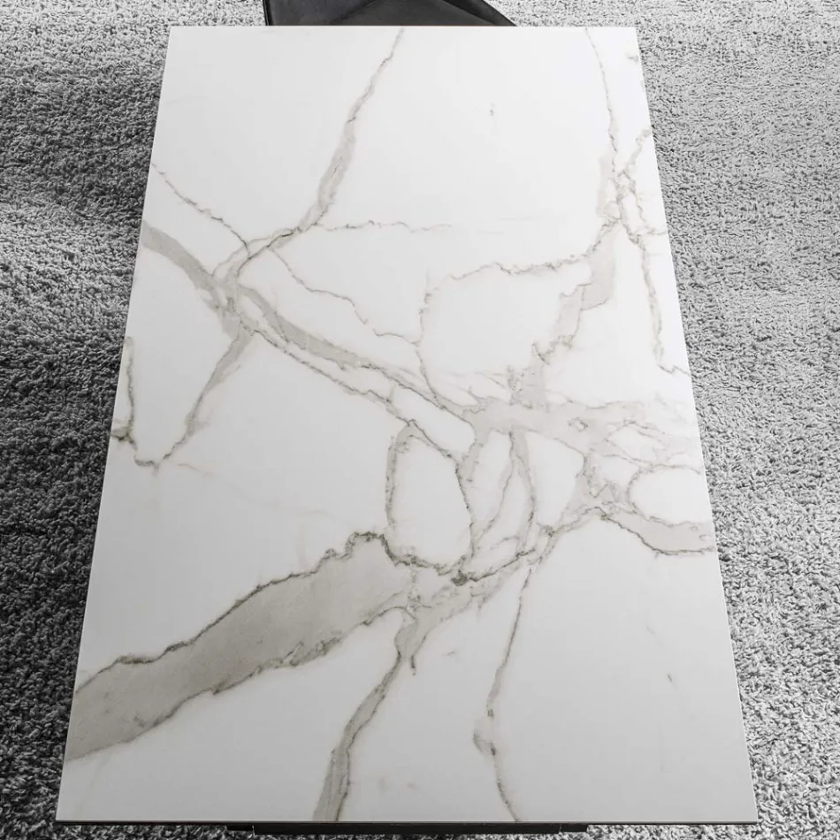 Udtrækkeligt bord Op til 280 cm i stål og matkeramisk glas - Viterbo Viadurini