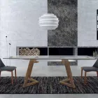 Udtrækbart bord op til 280 cm i glas og fineret træ – Eugrafo Viadurini