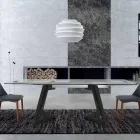 Udtrækbart bord op til 280 cm i glas og fineret træ – Eugrafo Viadurini